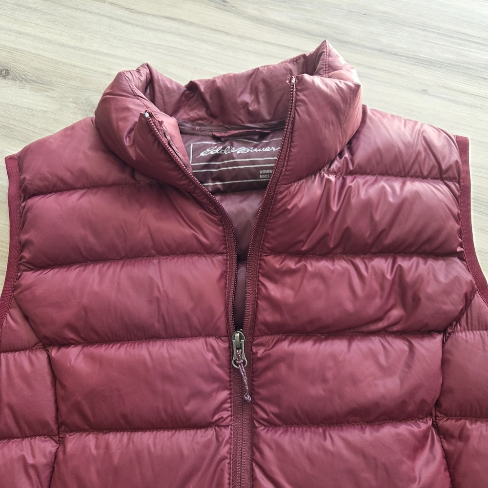 Eddie Bauer EB650 Goose Down Vest Quilted Puffer Maroon Size L - Picture 3 of 12